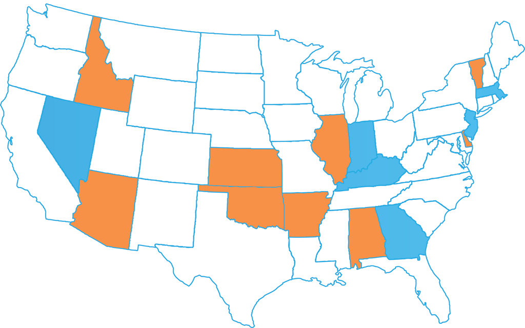 Map of US states using AJLA-TS services